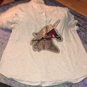 Justice unicorn sequin flip shirt